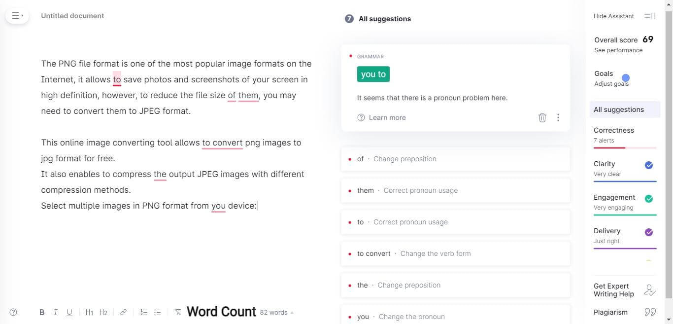 Grammarly New Document Page. How To Use Grammarly For Beginners? A Sight Grammarly Free Vs Premium Features